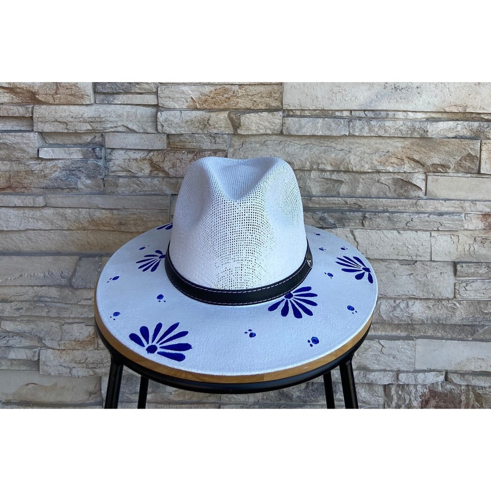 Hand-Painted Talavera Straw Hat: Boho Artisan Gift